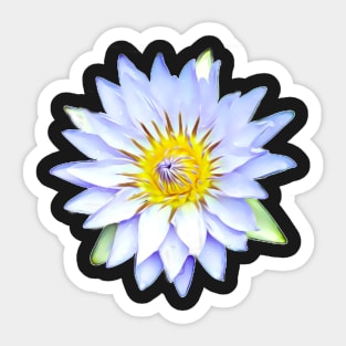 White Water Lily Artistic Style Pattern Sticker